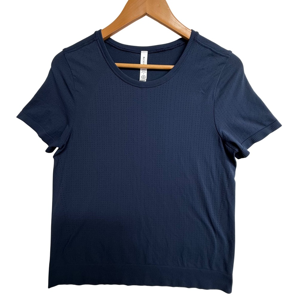 Athleta‎ In Motion Seamless Tee Women's M Navy Short Sleeve Athletic Top
